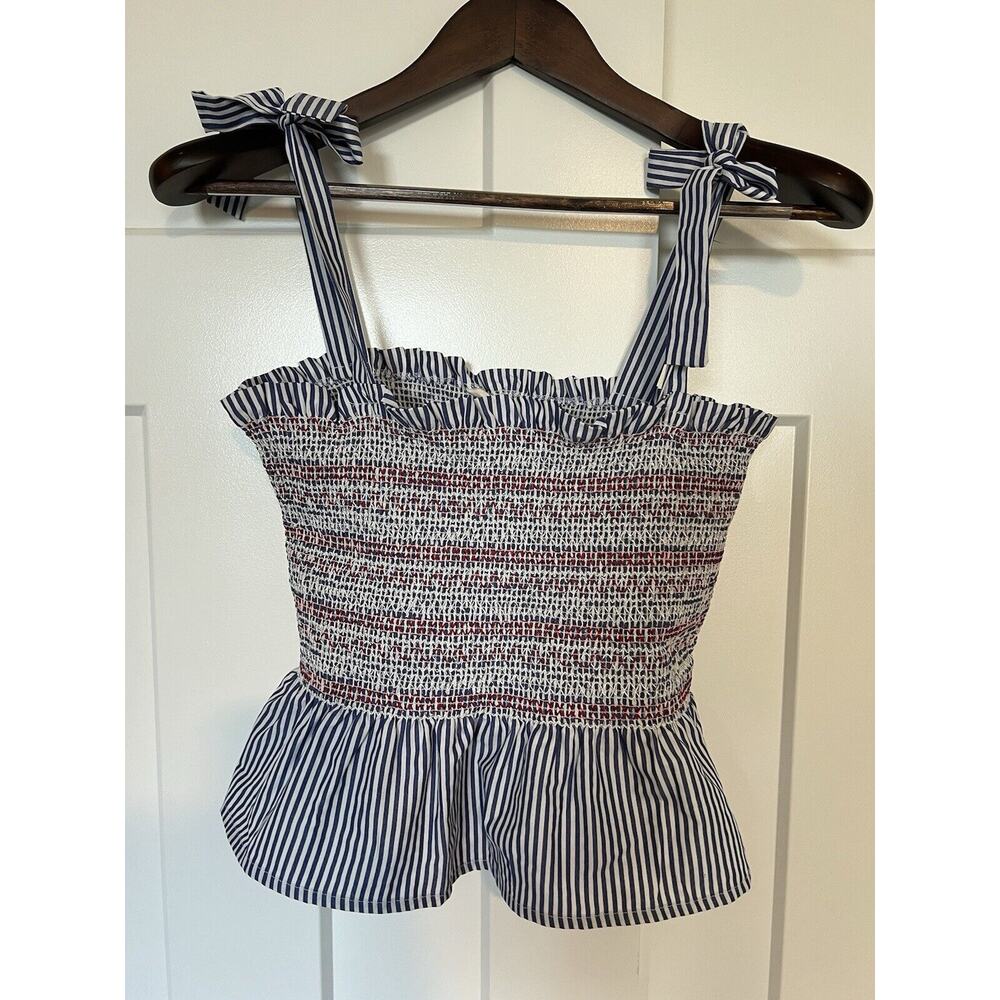 Sim & Sam Women's Top Size Large NWT Red White Blue Tank Cropped - Picture 2 of 9